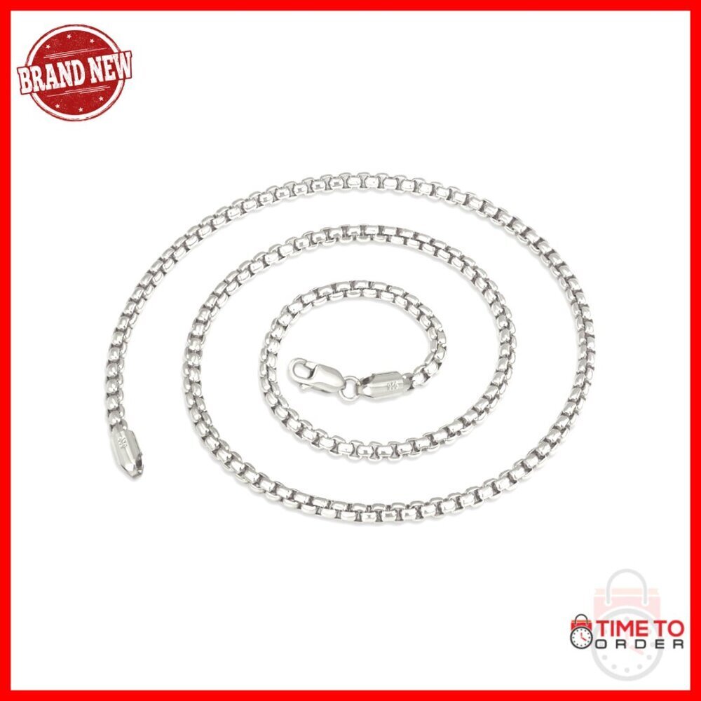 Sterling Silver Box Chain Necklace 2-5mm 16-30in Lobster Clasp
